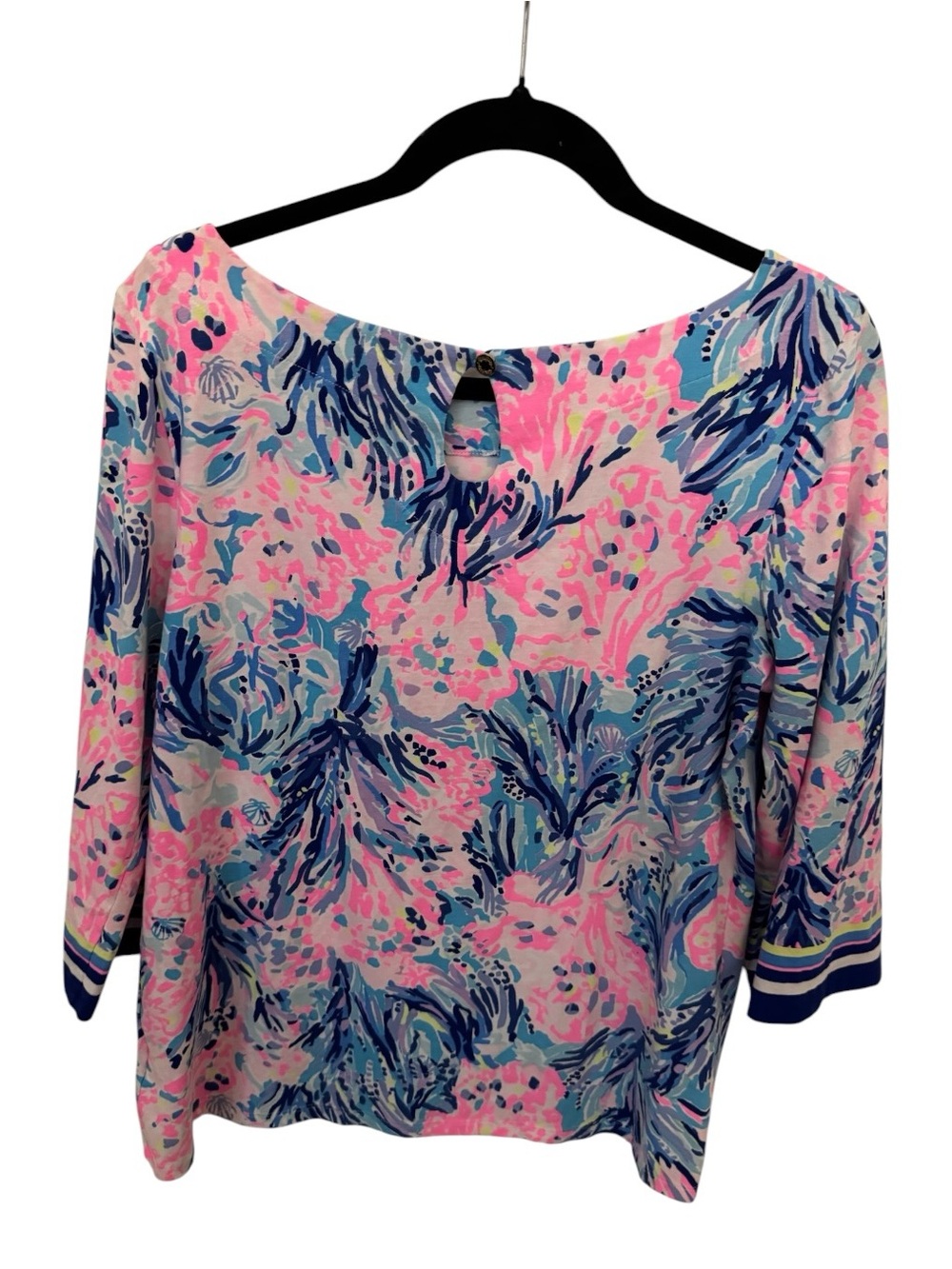 Lilly Pulitzer Waverly Fan Sea Pants 3/4 Sleeve Top L